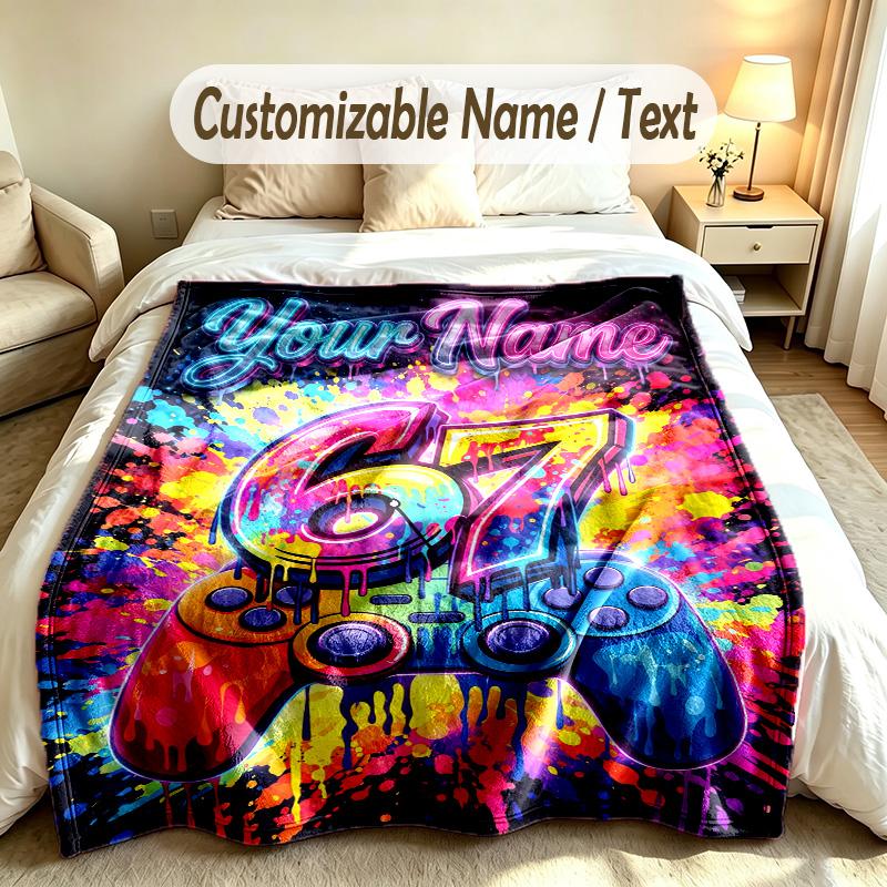 Decorative Artwork Theme Custom Blanket Personalized Name & Text Customized Soft Warm Throw Blanket Home Decor