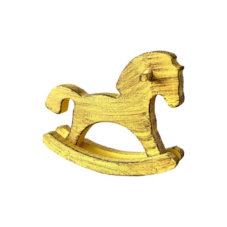 Hand Carved Wood Rocking Horse Figurine Small Horse Wooden Crafts Desktop Decoration Commemorative Gift жёлтый