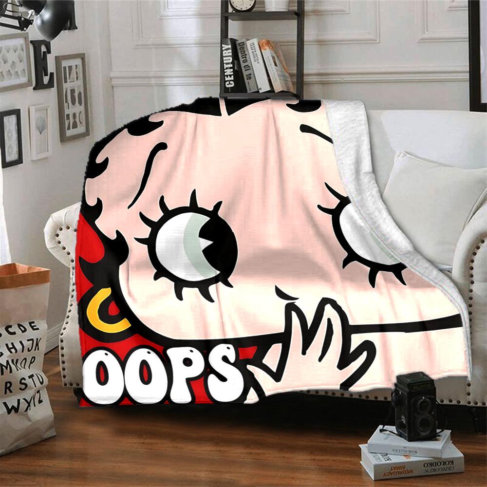 1pc Betty Boop Adventures Flannel Blanket,Ultra Soft Warm Plush Throw for Home Bedroom Bed Sofa Cover Camping Picnic gift Y72429