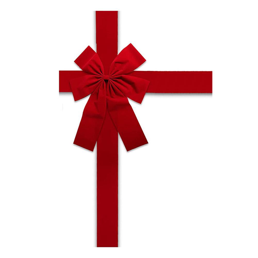 

Large Size Christmas Front Door Hanging Bow Knot Imitation Linen Ribbon New Year Xmas Front Door Decoration DIY Big Bow Gifts 40X30CM червоний