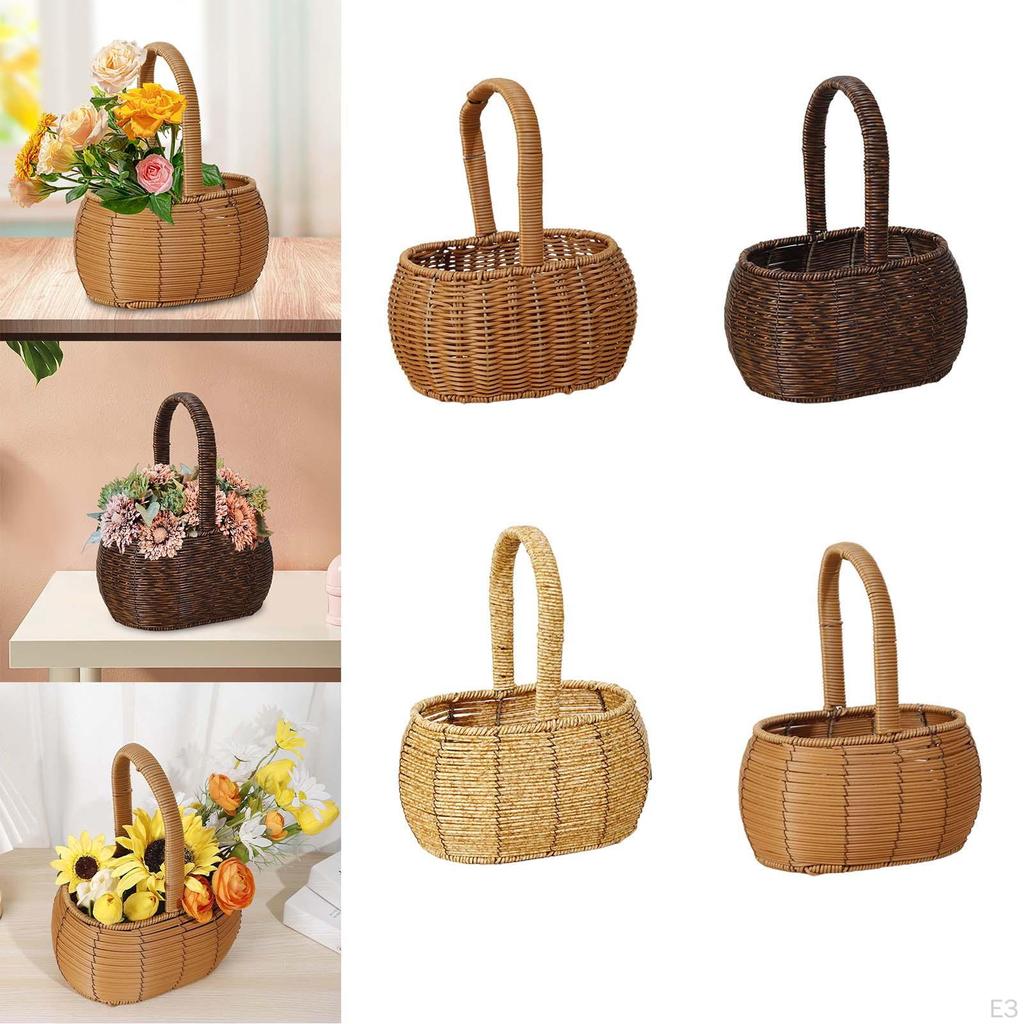 Flower Basket for Wedding Picnic Bins Home Decor Photography Props Fruits Holder Storage
