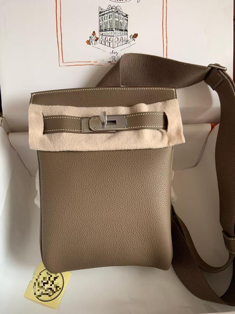 H Home Head Layer Cowhide Togo Lychee Pattern Chest Bag 26 Steel Hardware Men's Women's Universal Leather Waist Diagonal Shoulder
