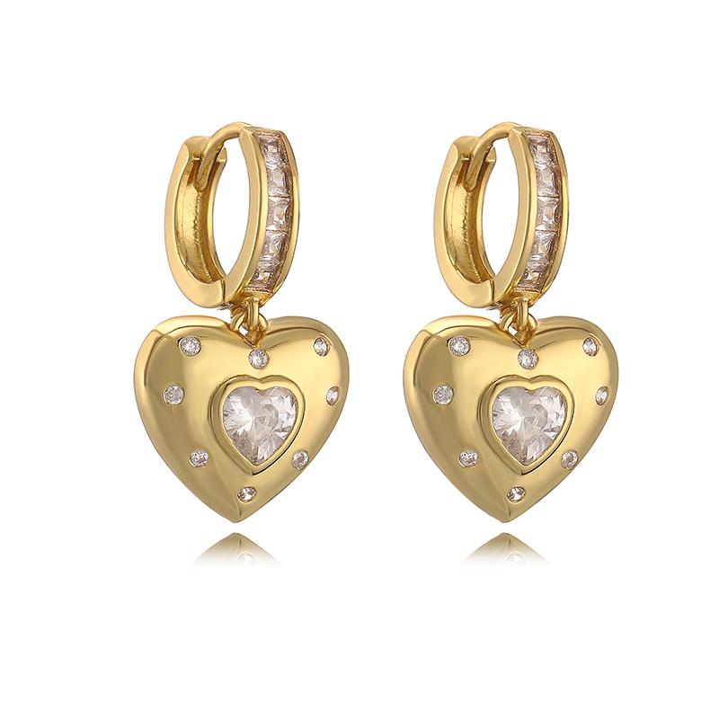 HECHENG,New Rainbow CZ Huggie Hoop Earrings for Women Gold Plated Crystal Heart Star Drop Earring Statement Fashion Zircon Gift