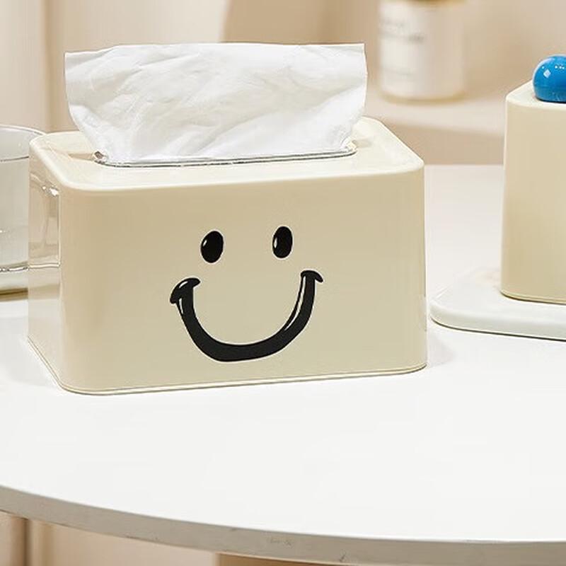 Cream Style Smiling Face Tissue Box