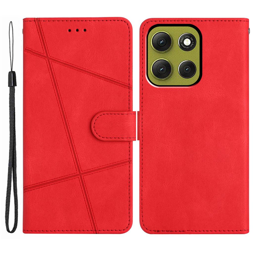 Für Motorola Moto G86 5G Brieftasche Hülle Liniengeprägtes Hautgefühl Leder Klapphandyhülle