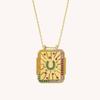 Bohemian Retro Tarot Card Long Rope Square Pendant Necklace for Women