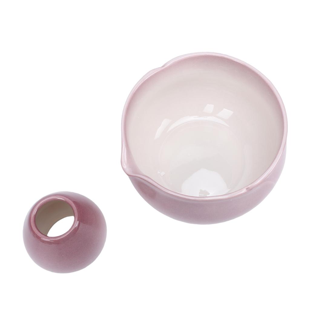 Matcha Bowl and Whisk Holder Ceramic Matcha Mixing Bowl with Spout for Traditional Japanese Tea Ceremony Gradient Purple
