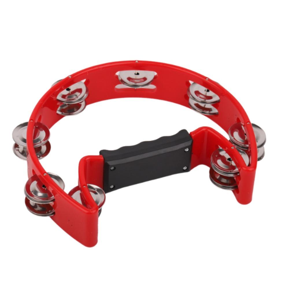Professional Handheld Jingle Bells Bright Sound Orff Tambourine  Musical Enlightenment красный