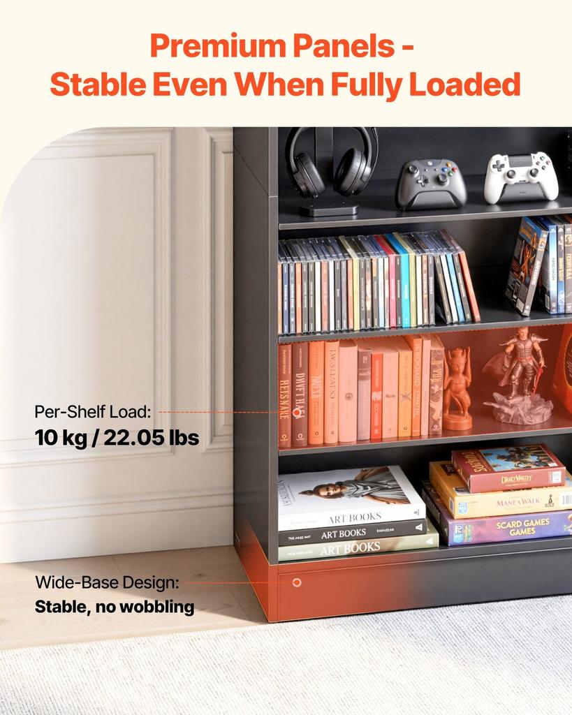 Media Storage Cabinet, 7-Tier DVD Shelf Organizer, 70 X 30 X 140 Cm Multimedia Storage Organizer for CDs, DVDs, Books and Games, CD Shelf for Living