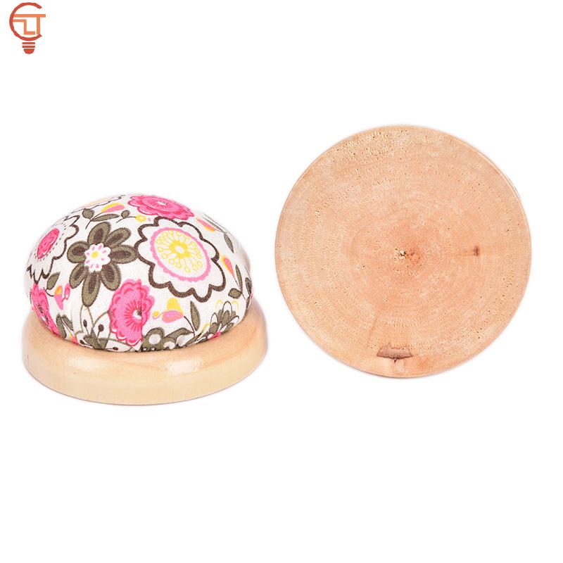 1pc Wood Bottom Base Needle Pin Cushion Holder PP Cotton Needle Insert Sewing Stitch Needlework DIY Craft Set Brand New