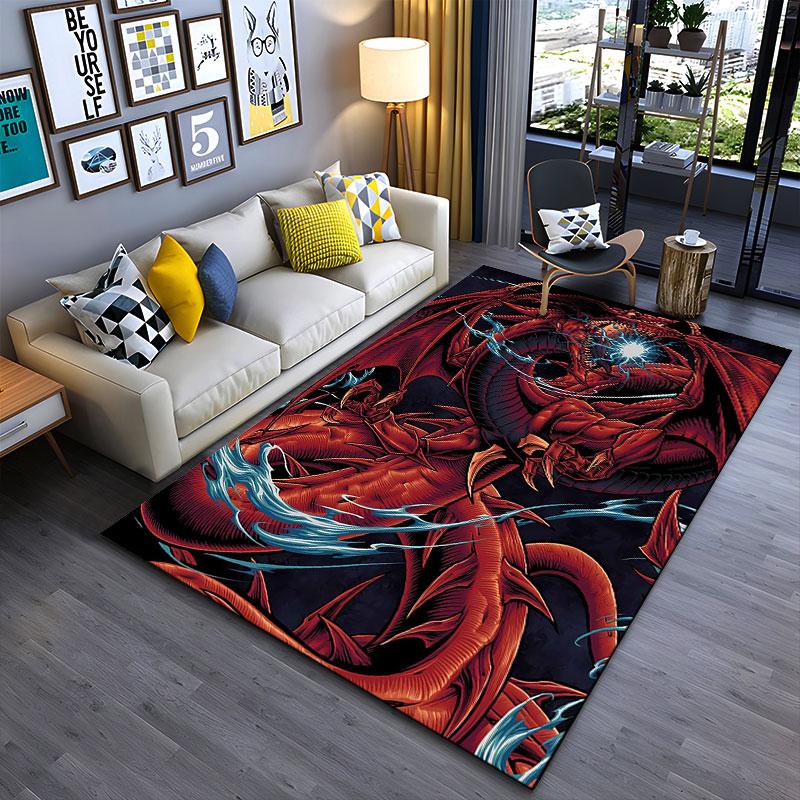 "Red Dragon Fantasy Art Carpet" Suitable As a Non-slip Mat for the Living Room or Bedroom Sofa