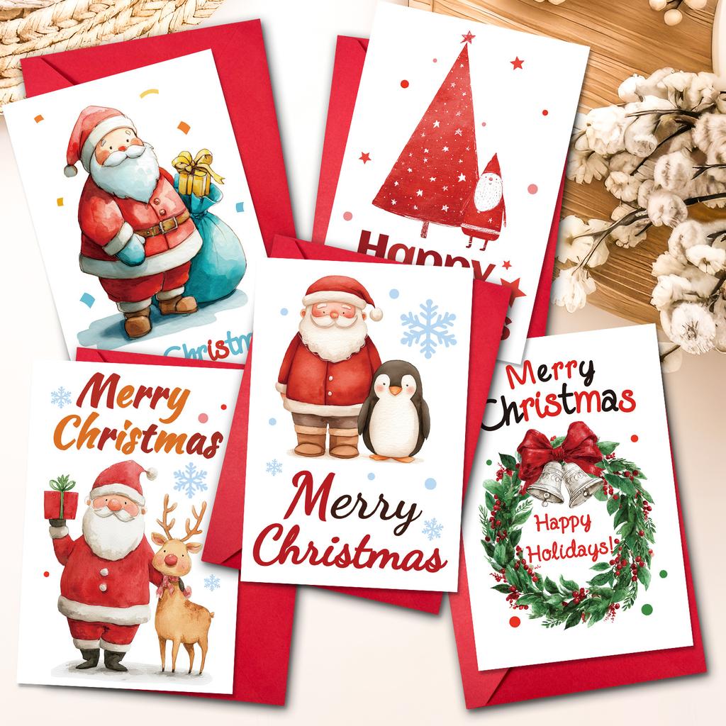 10 Cartoon Christmas Greeting Card Envelopes Set With A Variety Of Creative Christmas Greeting Cards
