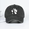 Wolf Paw Print Washed Baseball Cap Adjustable Unisex Vintage Cotton Outdoor Sun Hat