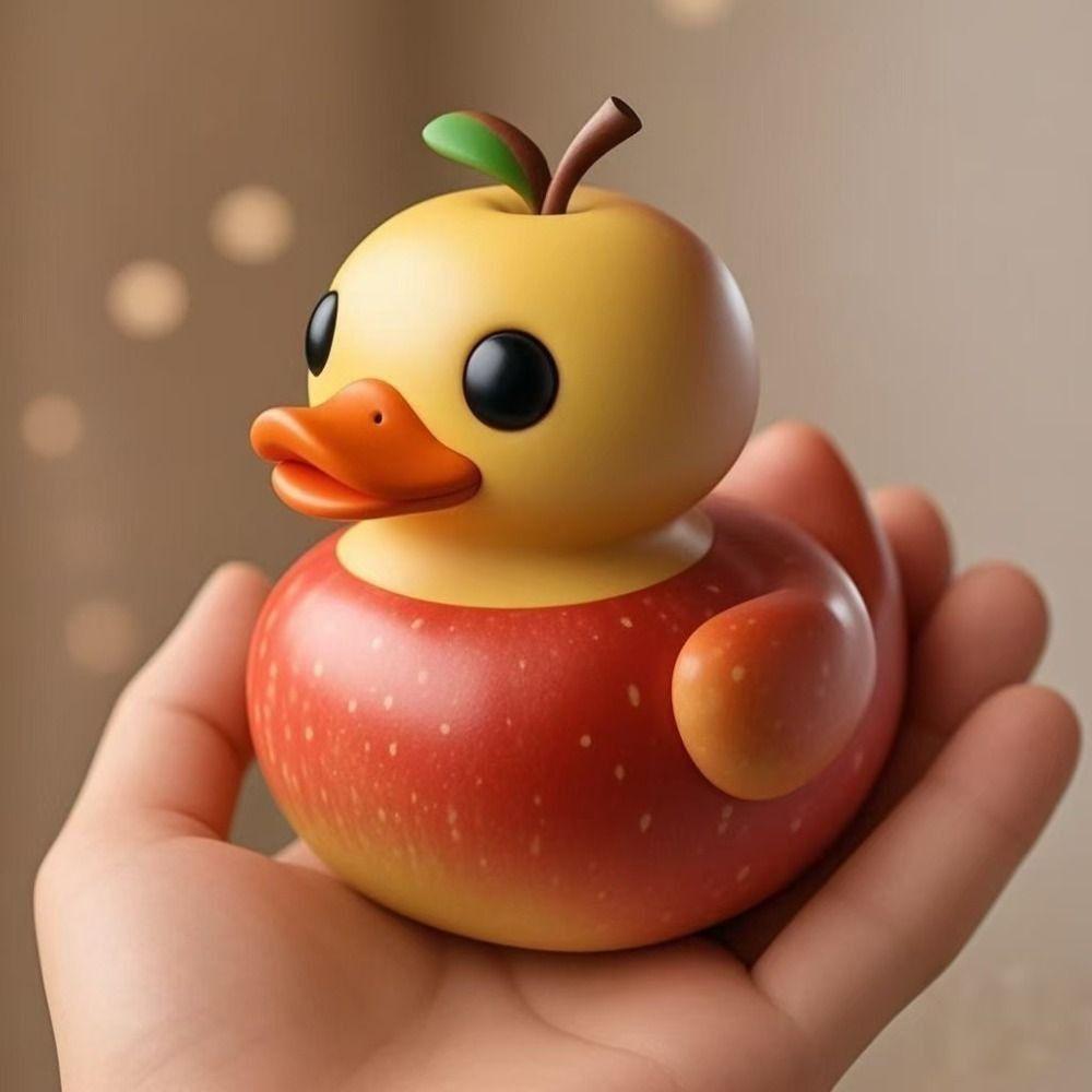 Resin Duck Figurine Cartoon Miniatures Ornament Desktop Decoration Fruit Duck Statue  Model Toy