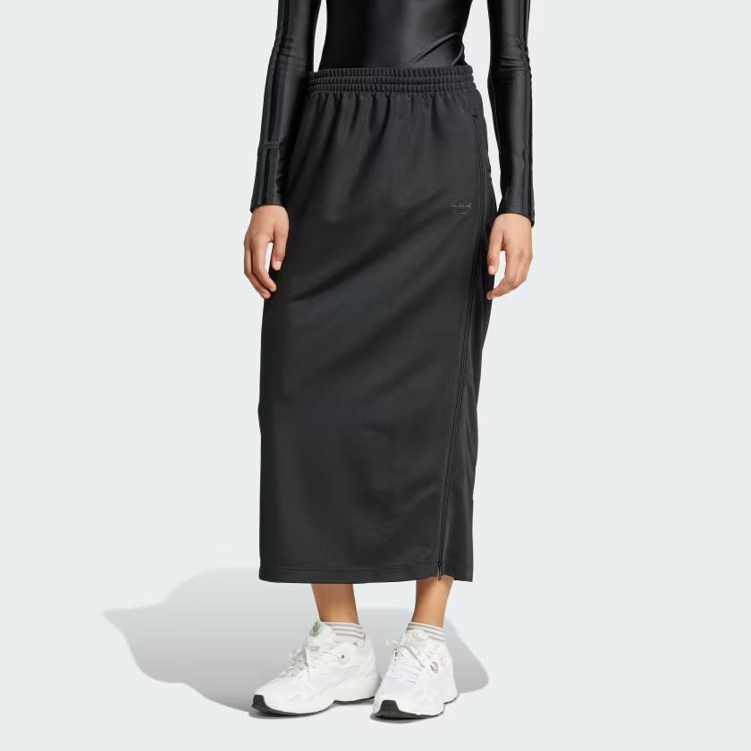 Adidas Firebird Minimalist Style Solid Color Energetic Personality Zipper Midi Casual Skirt Women Skirts Black IW5518