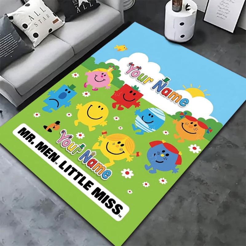 Mr. Men Little Miss Custom Name Carpet Rug for Living Room Bedroom Home Sofa Decoration,Kids play Non-slip Floor Mat