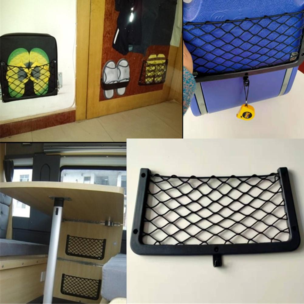 36*18CM Large Storage Net Pocket Camper Van Caravan Organiser Holder for T5  Premium Black Elastic Mesh Pockets