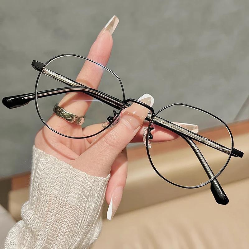 

Модные новые ретро оправы для очков с маленькой оправой для женщин с высококачественными очками, защищающими от синего света, плоские очки 9055 чёрный
