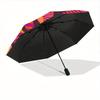 1pc Tropical Leaves Automatic Open/close Folding Compact Umbrella, 8 Rib Sturdy Canopy, Lightweight Portable, Everyday Use, Gift,,125