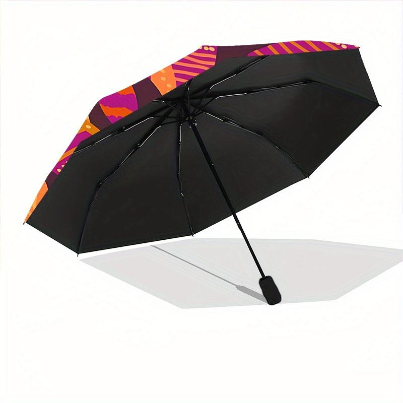 1pc Tropical Leaves Automatic Open/close Folding Compact Umbrella, 8 Rib Sturdy Canopy, Lightweight Portable, Everyday Use, Gift,,125