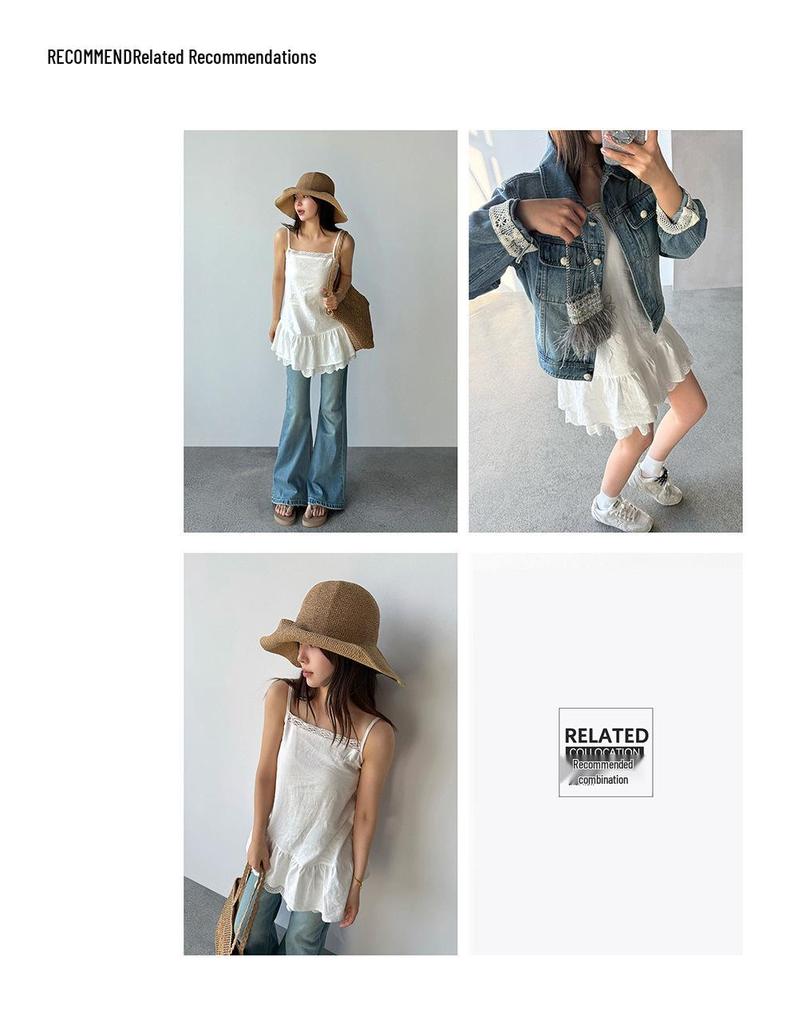 Cotton & Linen Lace Trim Camisole for Spring Layering