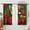 2pcs,2D Plane Printing Curtain Fabric Santa Dog Versatile 100% Polyester (without Rod) Room Decor Ldeal for Bedroom and Various