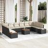 VidaXL 11-Piece Garden Sofa Set with Cushions Black Synthetic Rattan Acacia 3348178