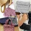 Metal Yarn Bright Fabric Yarn for Glossy Cloth for Knitting with Single-Side Color for Hand DIY Craft Bag Basket Cushion-Totle