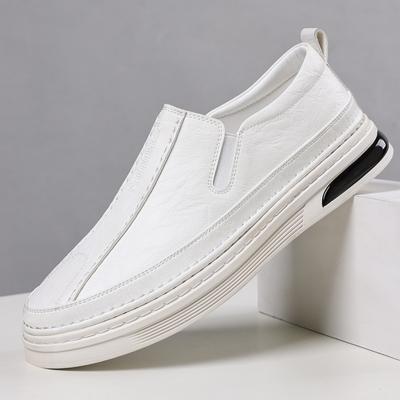 2024 Summer Breathable Men's Korean Edition Casual Board Shoes Lazy Soft Leather One-Foot Loafers Men's Leather Little White Shoes Tide