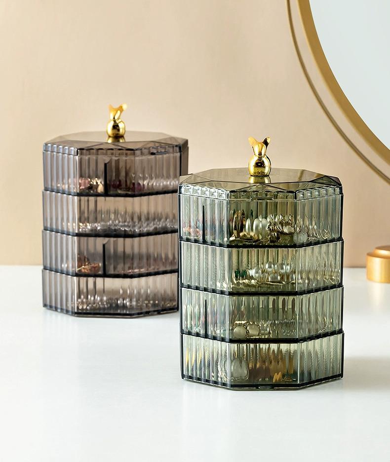 Luxury Rotating Multi-Layer Jewelry Box for Necklaces, Earrings, and Gold Pieces - Elegant Design, Large Capacity