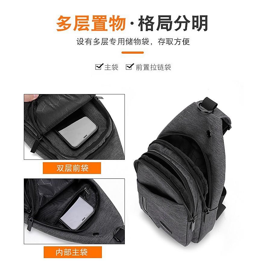 Men's Casual Breast Bag, Trendy Oblique Span Bag, Multi-layer Oxford Cloth Large-capacity Breast Bag.