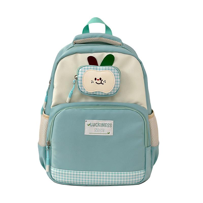 

Мультяшный легкий школьный рюкзак детский с вышивкой контрастного цвета зелёный