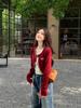 Plus Size American Retro Letter Knit Cardigan - Slimming, Short, Hot Girl Style