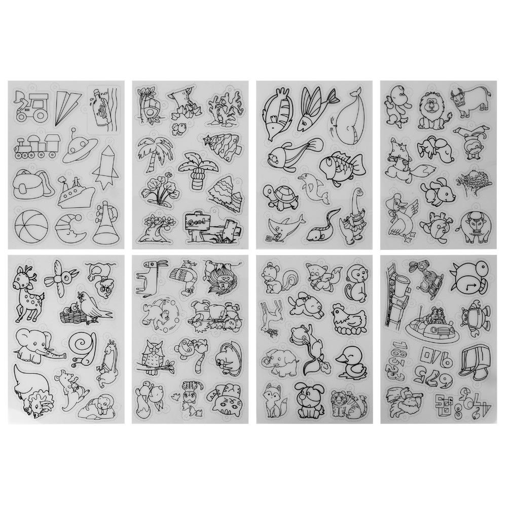 

8 PCS Cute Animal Heat Shrink Sheets White Colorable Shrinky Art Paper Different Patterns DIY Keychain Pendant Creative Craft