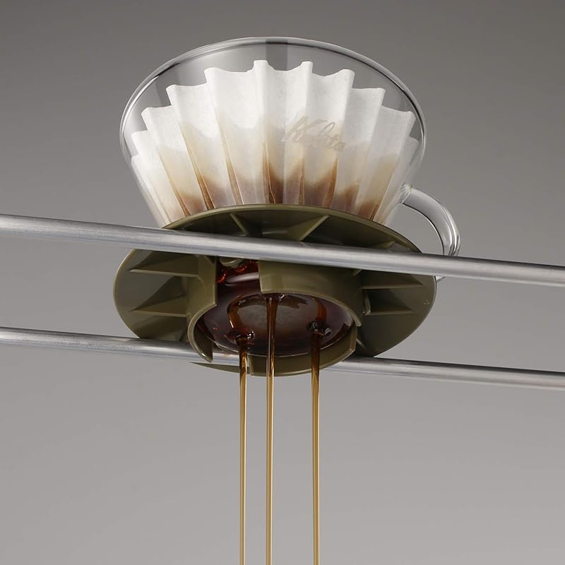 Kalita Kalita Enjoy the extraction process coffee dripper wave series For 2-4 people glass dripper Made of heat-resistant glass army green WDG-185