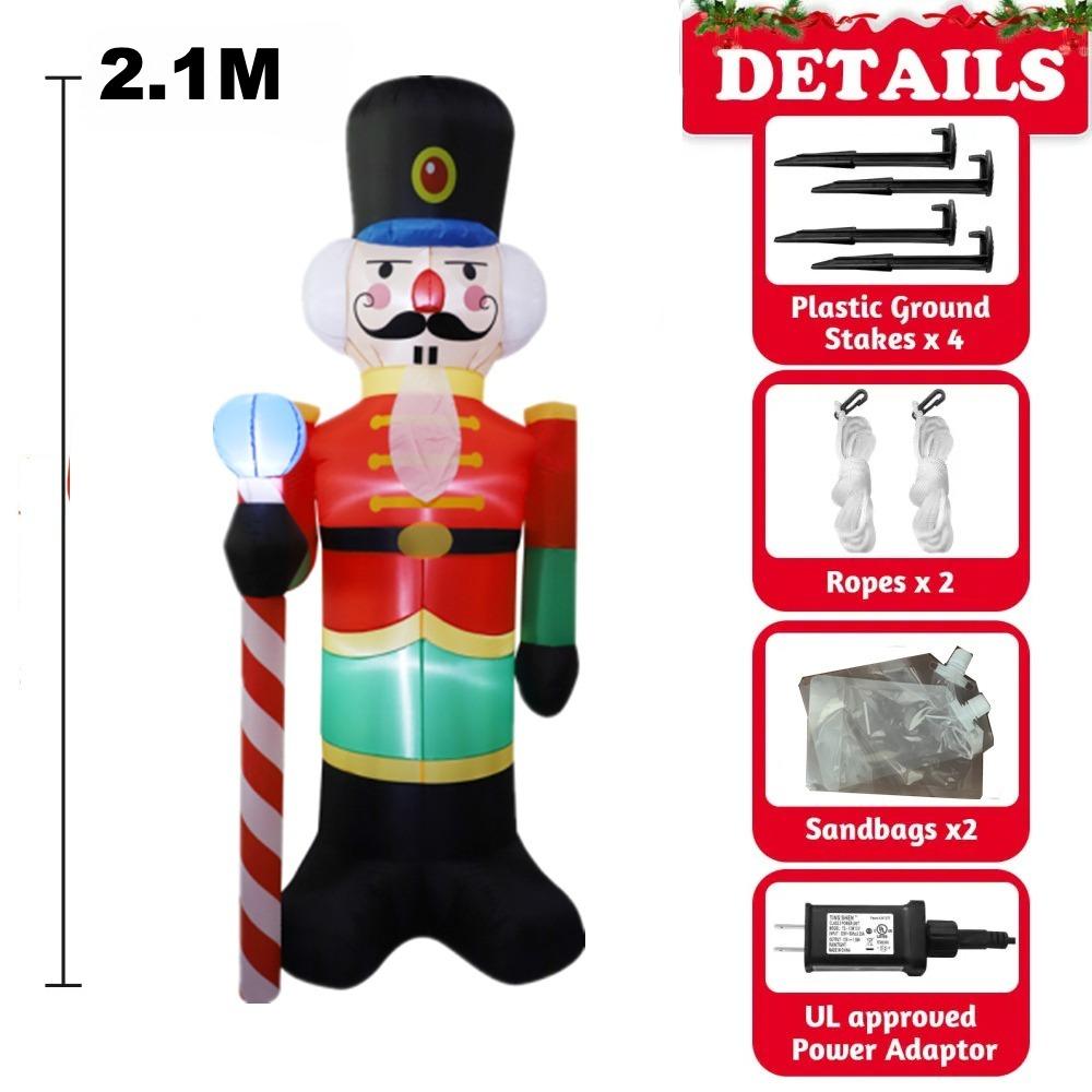 210cm Giant Nutcracker Soldiers Inflatables Christmas Decoration 2026 LED Light Blow Up Outdoor Garden Statues New Year Decor
