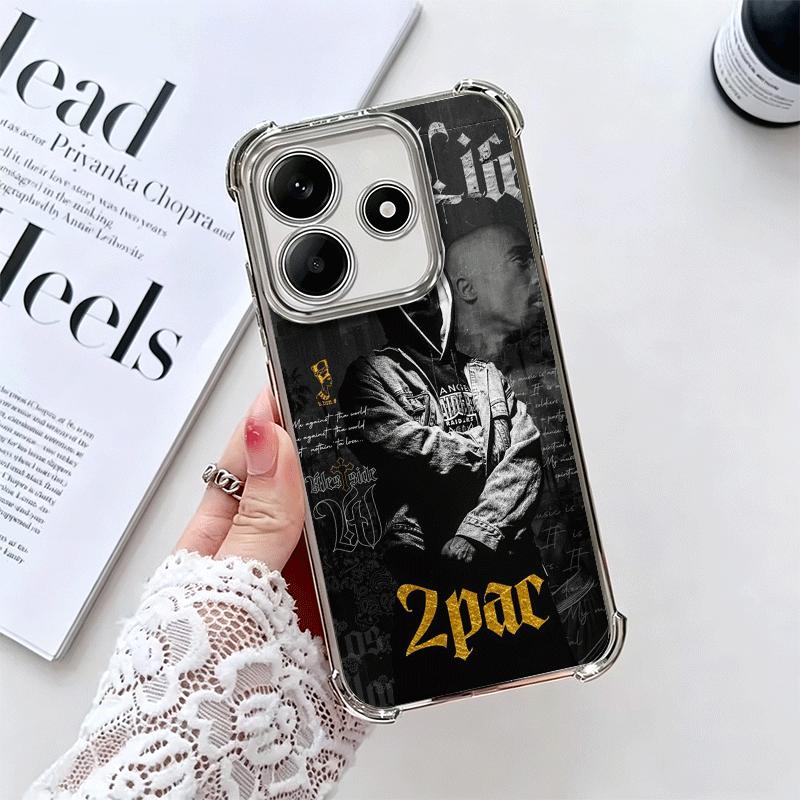 Rapper 2pac Singer Tupac Soft Phone Case For Xiaomi Redmi Note 14 15 Pro Plus 13 12 11S 11T 5G 10 9S 9 Plating Anti-Fall Fundas
