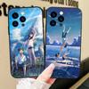 W-Weathering With You Animation Phone Case For IPhone 17 Air 16 15 14 13 Pro Max 11 12 Black Silicone Cover