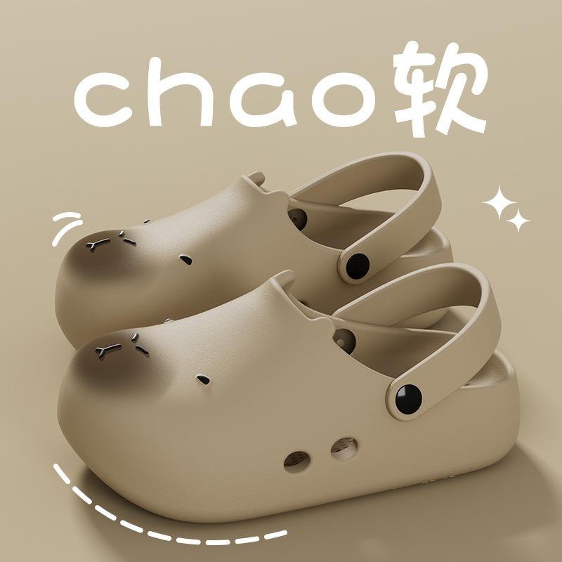 Cute Slippers Women's New Summer Outer Wear Hole Shoes Beach Anti-collision Bag Head Half Slippers Women