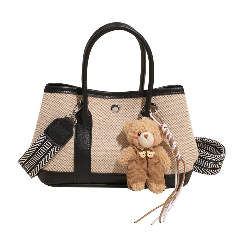 

Retro splicing handbag women s new trend simple shoulder bag casual versatile messenger bag No pendant чёрный