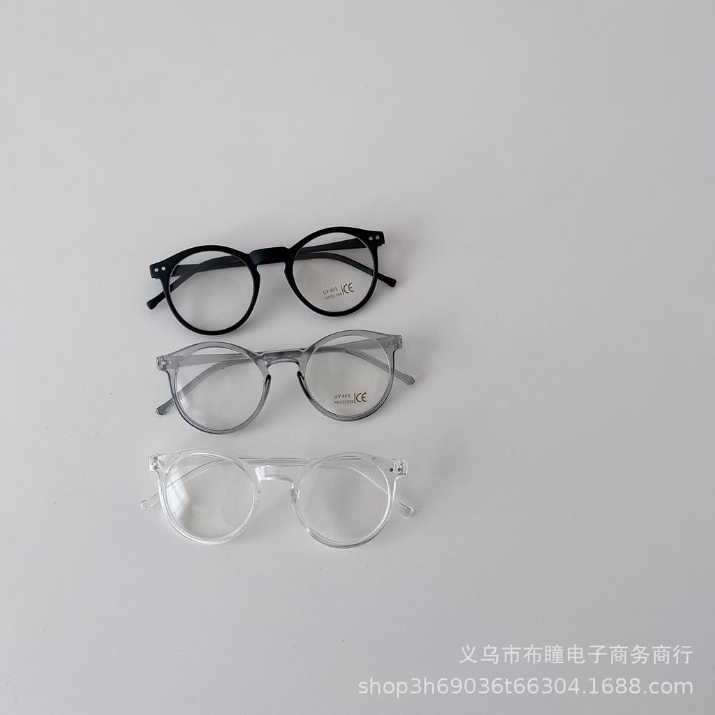 ins style children's fashion round frame flat glasses, spring new boys and girls outdoor versatile concave glasses