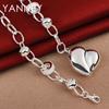 New 925 Sterling Silver 18 Inches Smooth Heart Necklace For Men Women Fashion Hip Hop Charm Gift Jewelry Wedding