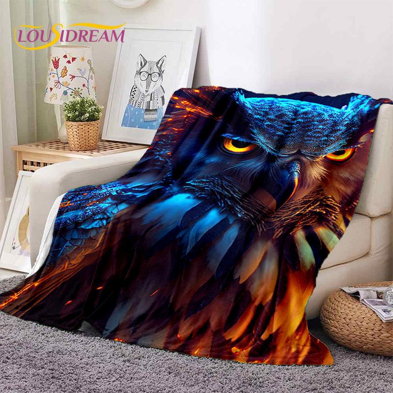 3D Cute Owl Eagle Birds Cartoon HD Soft Flannel Blankets,Throw Blanket Comfortable Blanket for Picnic Beds Home Bedroom Kid Gift