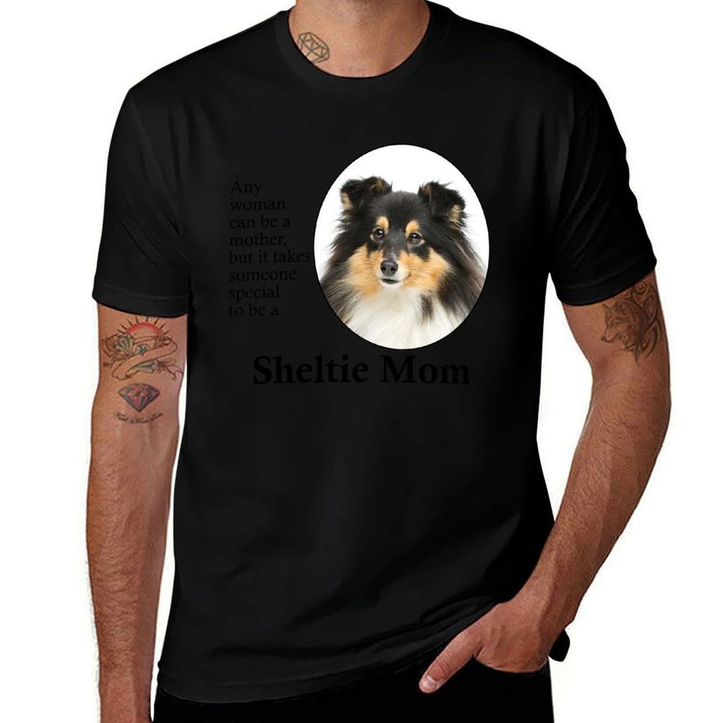 TriColor Sheltie Mom TShirt Plus Size Lightweight Top