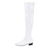 Women Candy Colour Over the Knee Boots Wide Calf Size 31~48 Chunky Low Heel Pointy Toe Patent Leather Comfortable Boot Zip Shoes