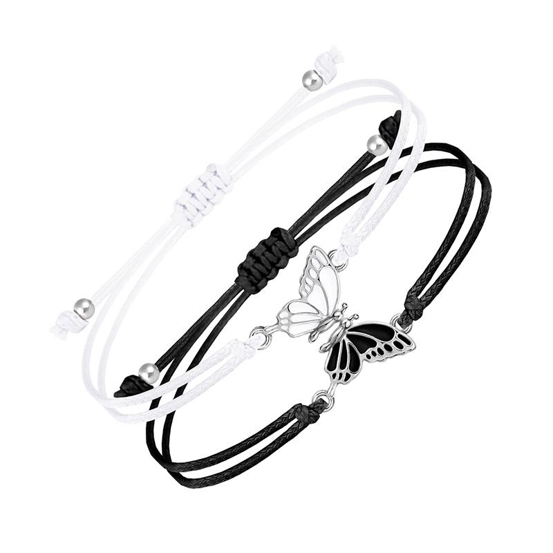 

1 пара регулируемых браслетов с бабочками для женщин и мужчин, плетеные браслеты ручной работы, ювелирные аксессуары, подарки