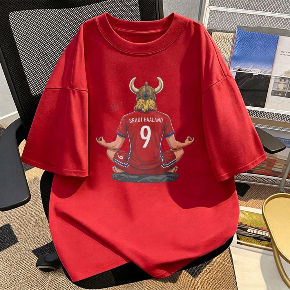 Vintage Retro Soccer Graphic Tee Short Sleeve Relaxed Fit Vikings Number 9 Lotus Pose Unisex T-Shirt Football Fan
