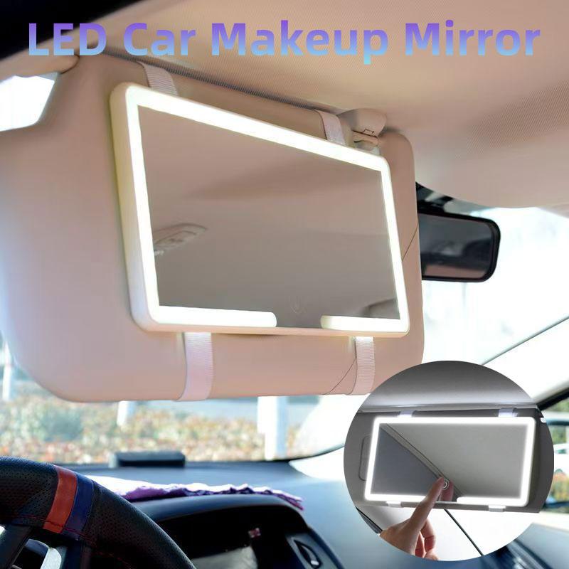 LED Car Sun Visor Vanity Mirror with Lights 3 Light Modes Rechargeable Dimmable Touch Control Travel Makeup Mirror Girl's Gift Interior Mirrors6