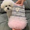 Striped Dog Vest with D-ring, Cute Embroidery Sleeveless Pet Shirt for Small Dogs