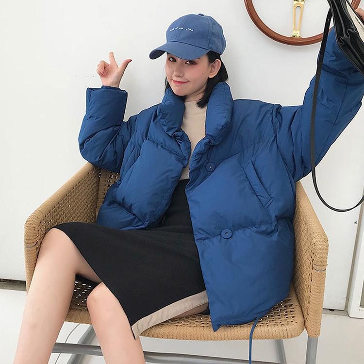 Giacca invernale da donna colletto alla coreana solido nero bianco piumino femminile piumino ampio oversize da donna corto